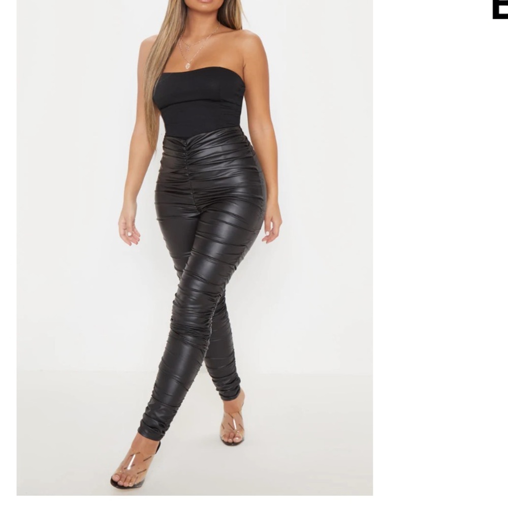 PLT Leather Ruched Leggings